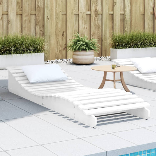 White Solid Wood Pine Sun Lounger 205x60x31.5 cm
