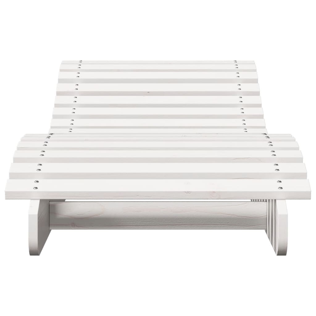 White Solid Wood Pine Sun Loungers Set of 2 - 205x60x31.5 cm