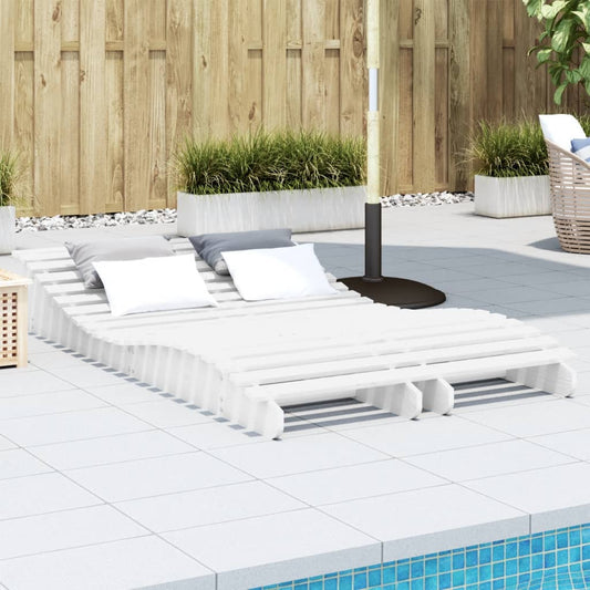White Solid Wood Pine Sun Loungers Set of 2 - 205x60x31.5 cm