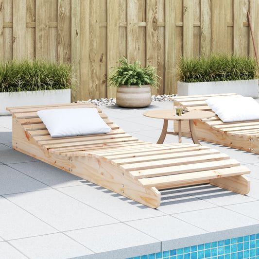 Solid Pine Wood Sun Lounger 205x70x31.5cm - Durable & Stylish