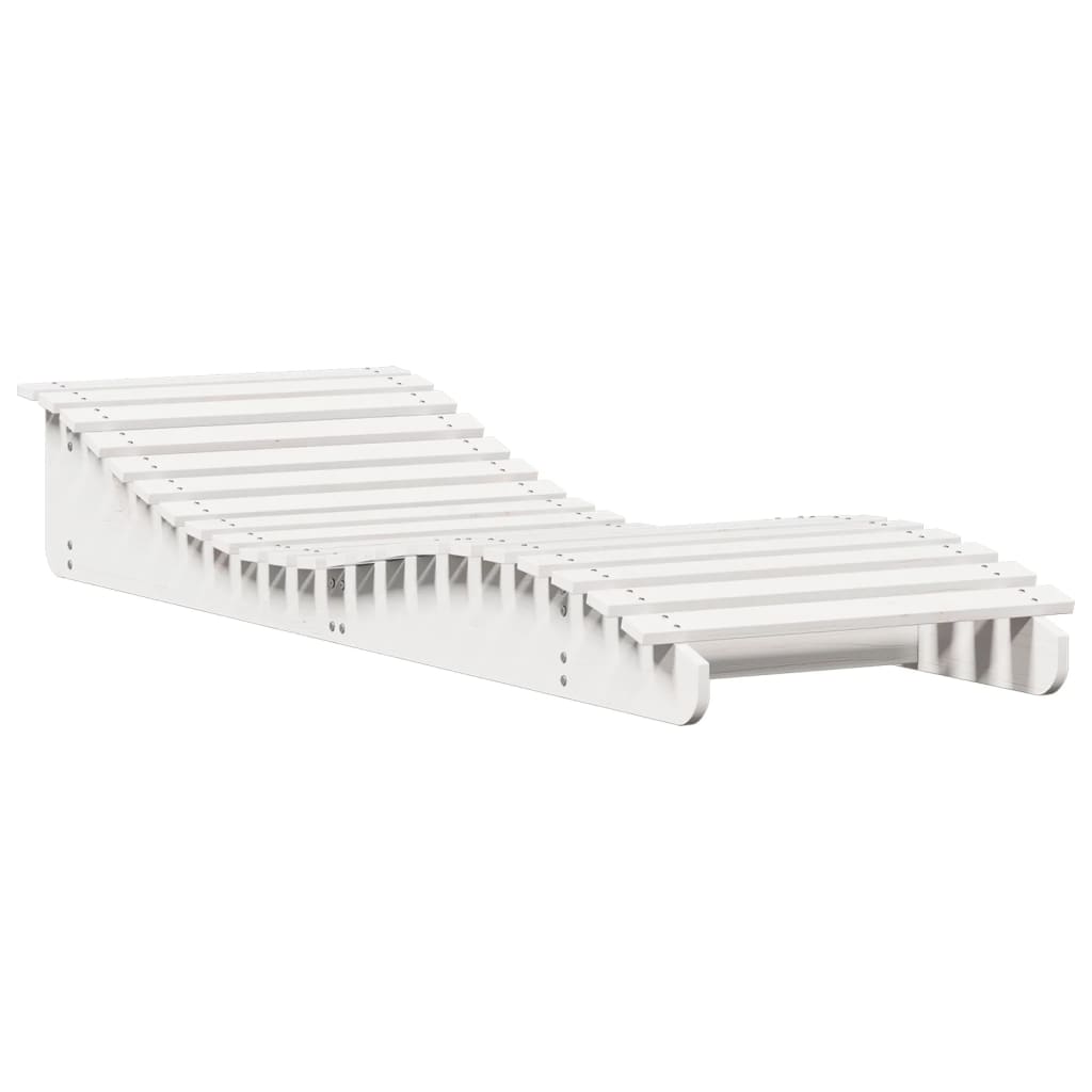 Solid Wood Pine Sun Lounger, 205x70x31.5 cm, White Finish