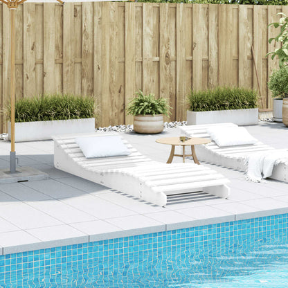 Solid Wood Pine Sun Lounger, 205x70x31.5 cm, White Finish