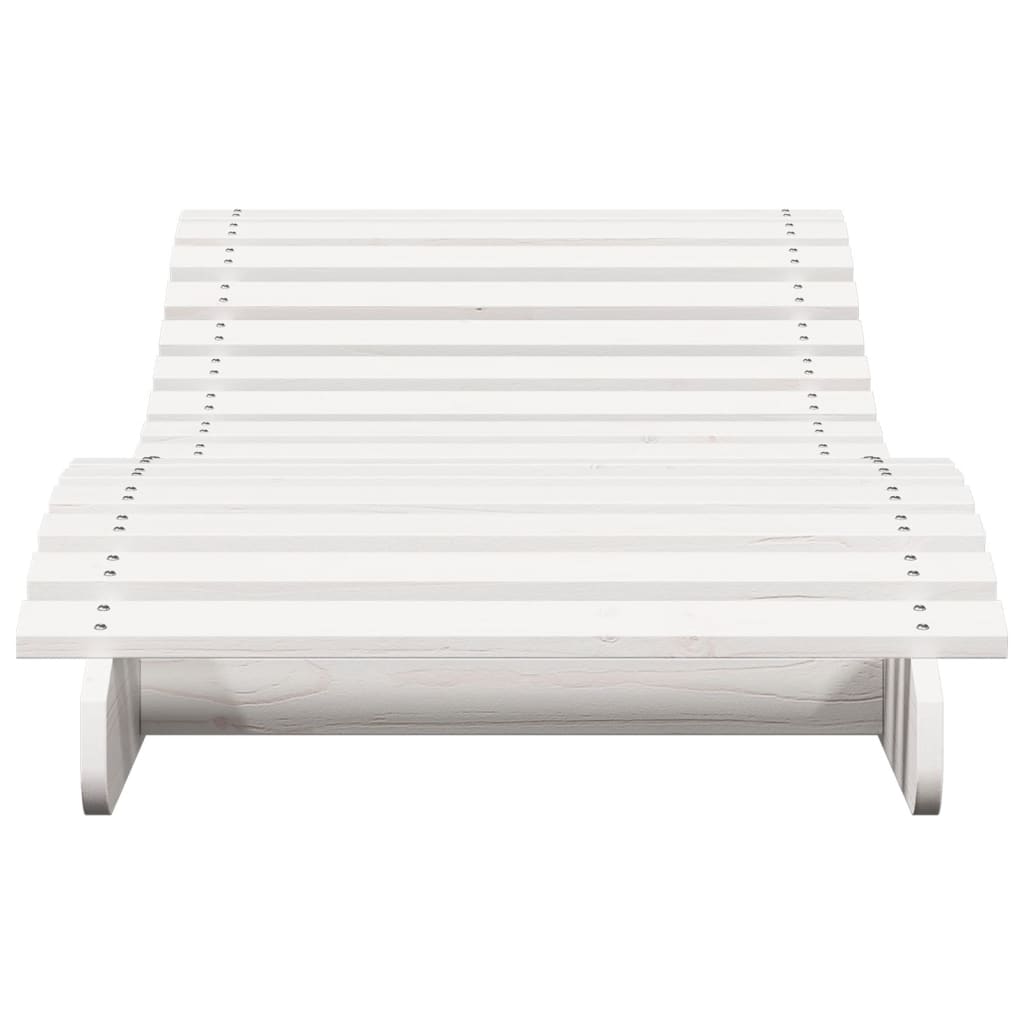 Solid Wood Pine Sun Lounger, 205x70x31.5 cm, White Finish