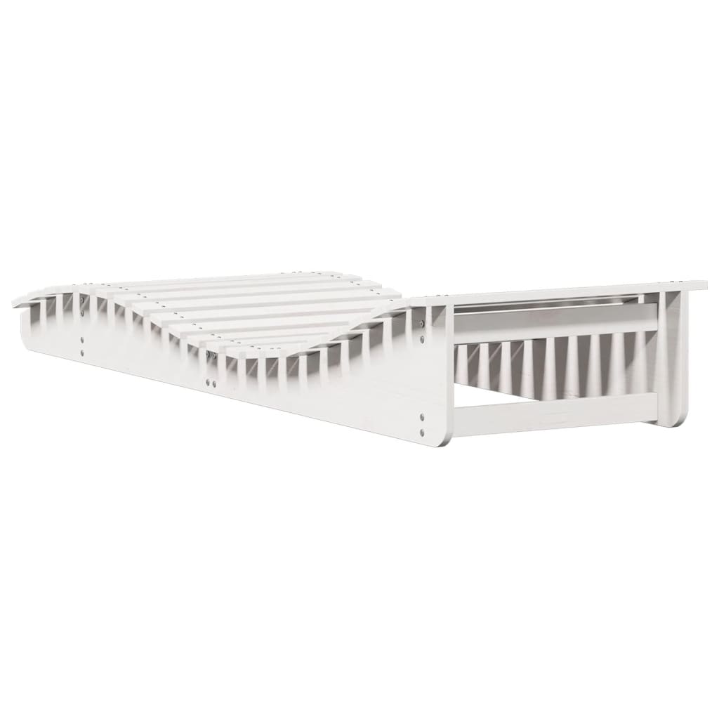Solid Wood Pine Sun Lounger, 205x70x31.5 cm, White Finish
