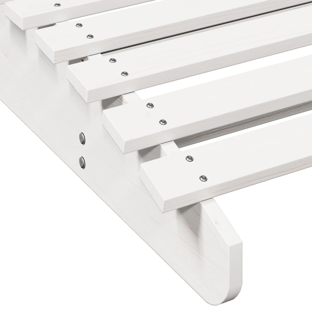 Solid Wood Pine Sun Lounger, 205x70x31.5 cm, White Finish