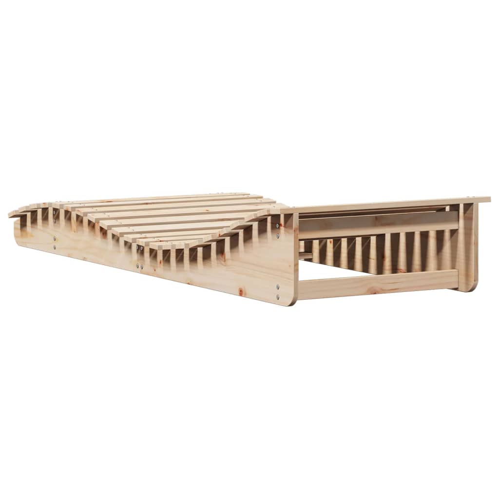 Solid Pine Wood Sun Lounger - 205x80x31.5 cm Relaxation Chair