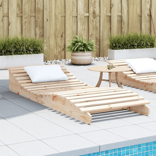 Solid Pine Wood Sun Lounger - 205x80x31.5 cm Relaxation Chair