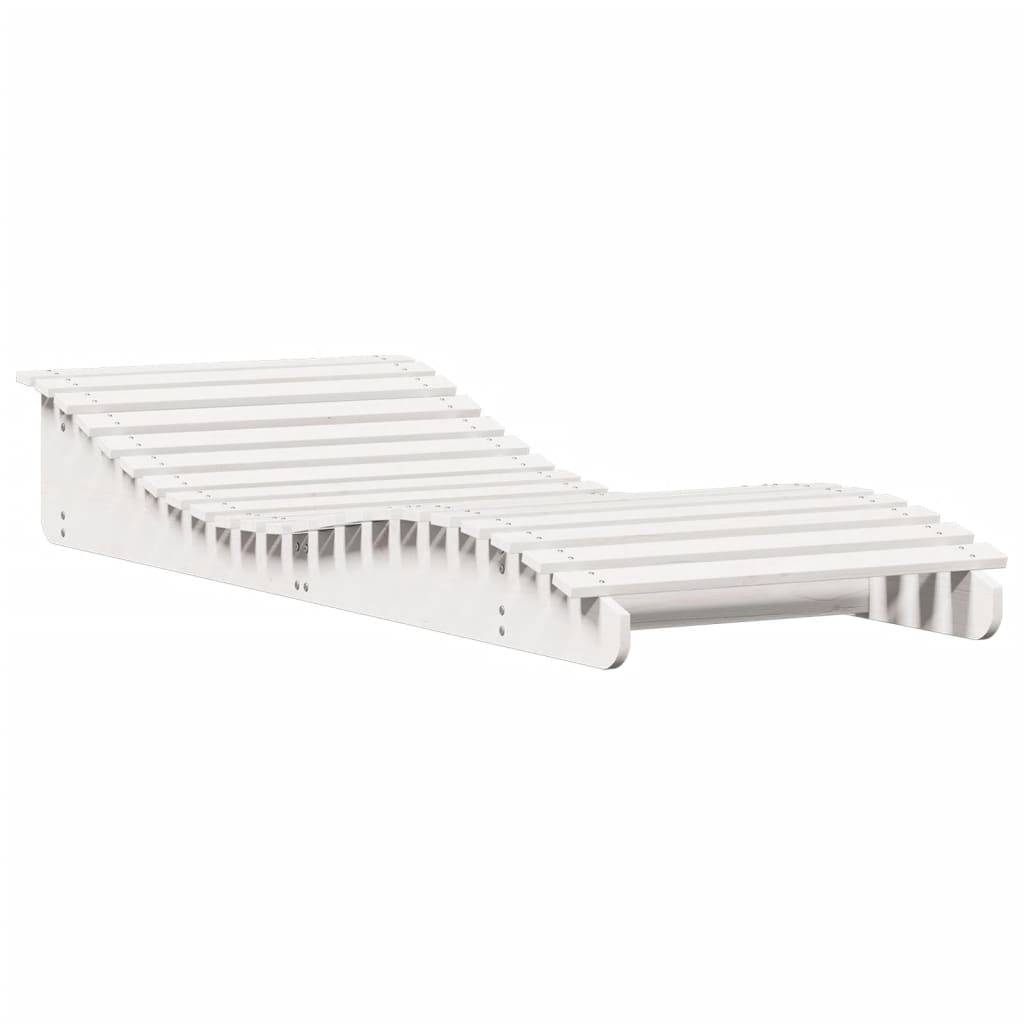 Solid Pine Sun Lounger White 205x80x31.5 cm Outdoor Comfort