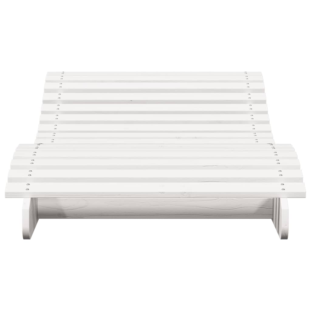 Solid Pine Sun Lounger White 205x80x31.5 cm Outdoor Comfort