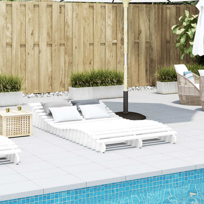 White Solid Pine Sun Lounger - 205x110x31.5 cm