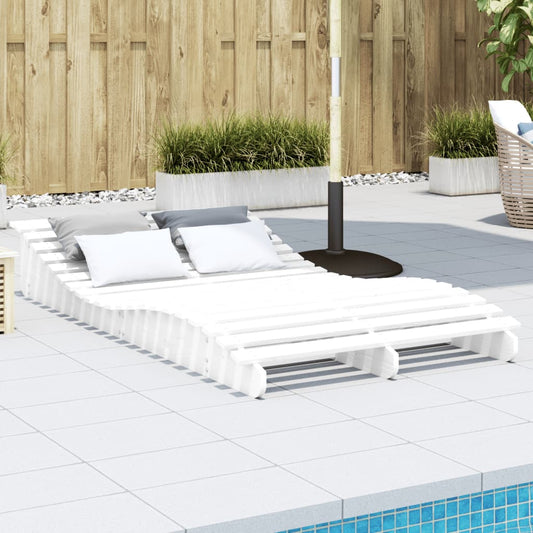 White Solid Pine Sun Lounger - 205x110x31.5 cm