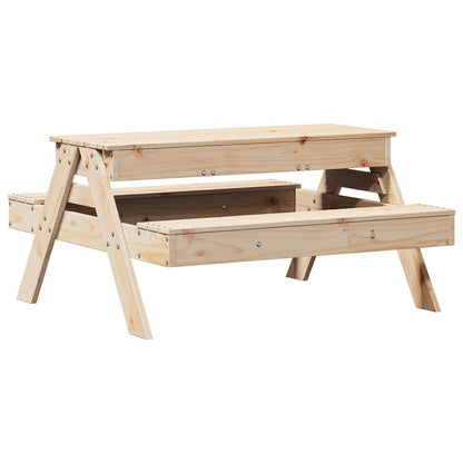 Solid Pine Wood Kids Picnic Table with Sandpit - Natural Finish
