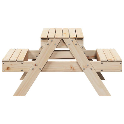 Solid Pine Wood Kids Picnic Table with Sandpit - Natural Finish