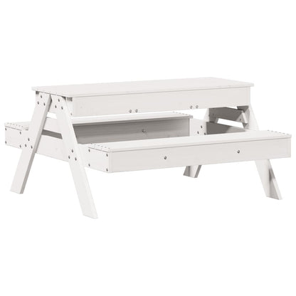 Kids' White Pine Wood Picnic Table with Sandpit - Solid & Durable