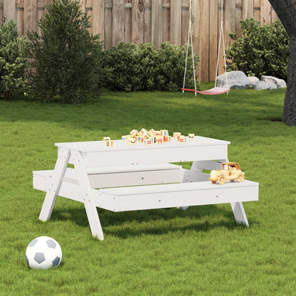 Kids' White Pine Wood Picnic Table with Sandpit - Solid & Durable