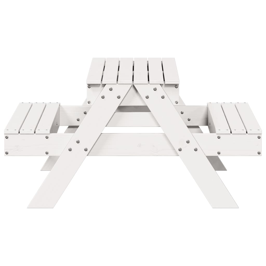 Kids' White Pine Wood Picnic Table with Sandpit - Solid & Durable
