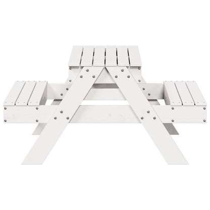 Kids' White Pine Wood Picnic Table with Sandpit - Solid & Durable