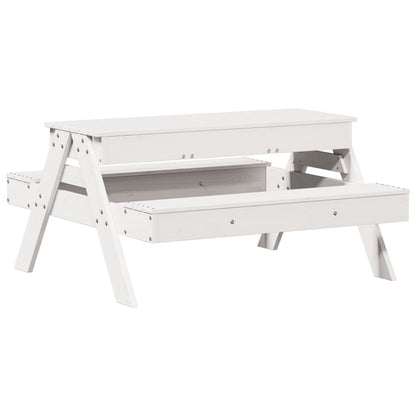 Kids' White Pine Wood Picnic Table with Sandpit - Solid & Durable
