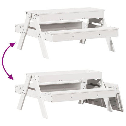 Kids' White Pine Wood Picnic Table with Sandpit - Solid & Durable