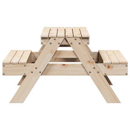 Solid Pine Wood Kids' Picnic Table - 88x97x52 cm, Natural Finish