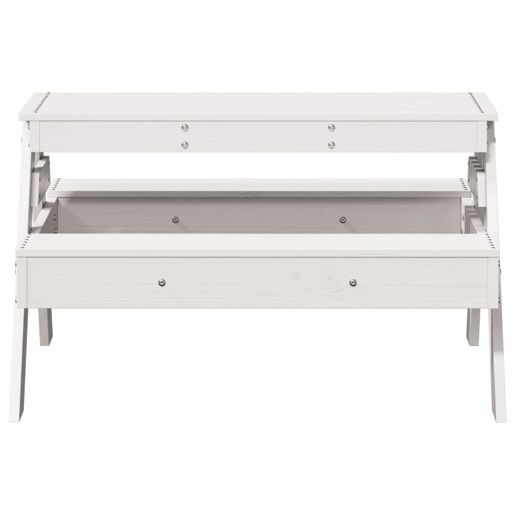 Kids' White Picnic Table - Solid Pine Wood - 88x97x52 cm