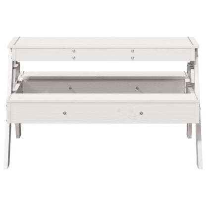 Kids' White Picnic Table - Solid Pine Wood - 88x97x52 cm