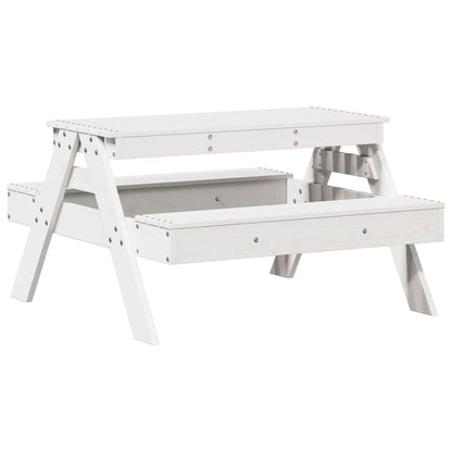 Kids' White Picnic Table - Solid Pine Wood - 88x97x52 cm