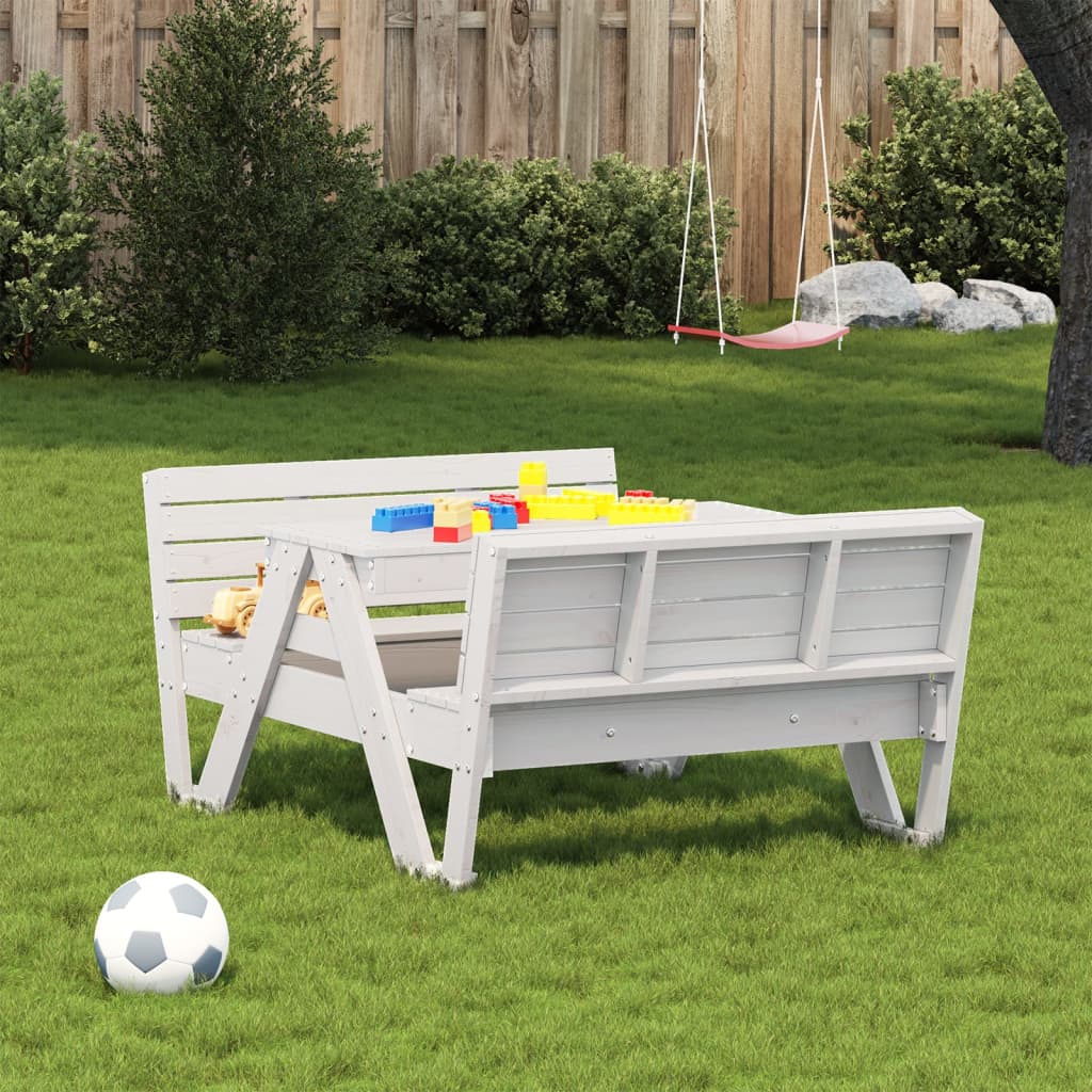 Kids' White Pine Wood Picnic Table - 88x122x58 cm