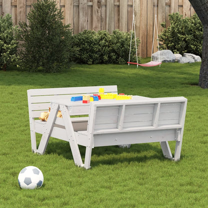 Kids' White Pine Wood Picnic Table - 88x122x58 cm