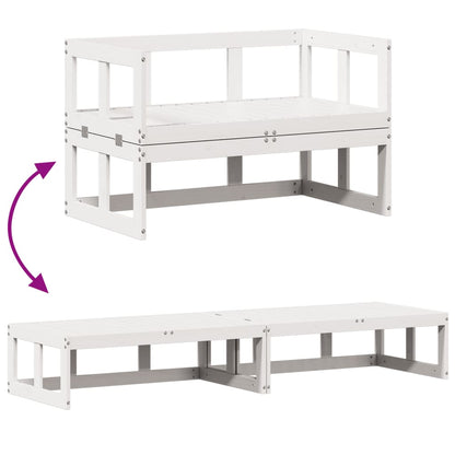 Extendable White Pine Wood Garden Sofa Bench