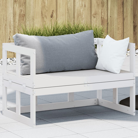 Extendable White Pine Wood Garden Sofa Bench