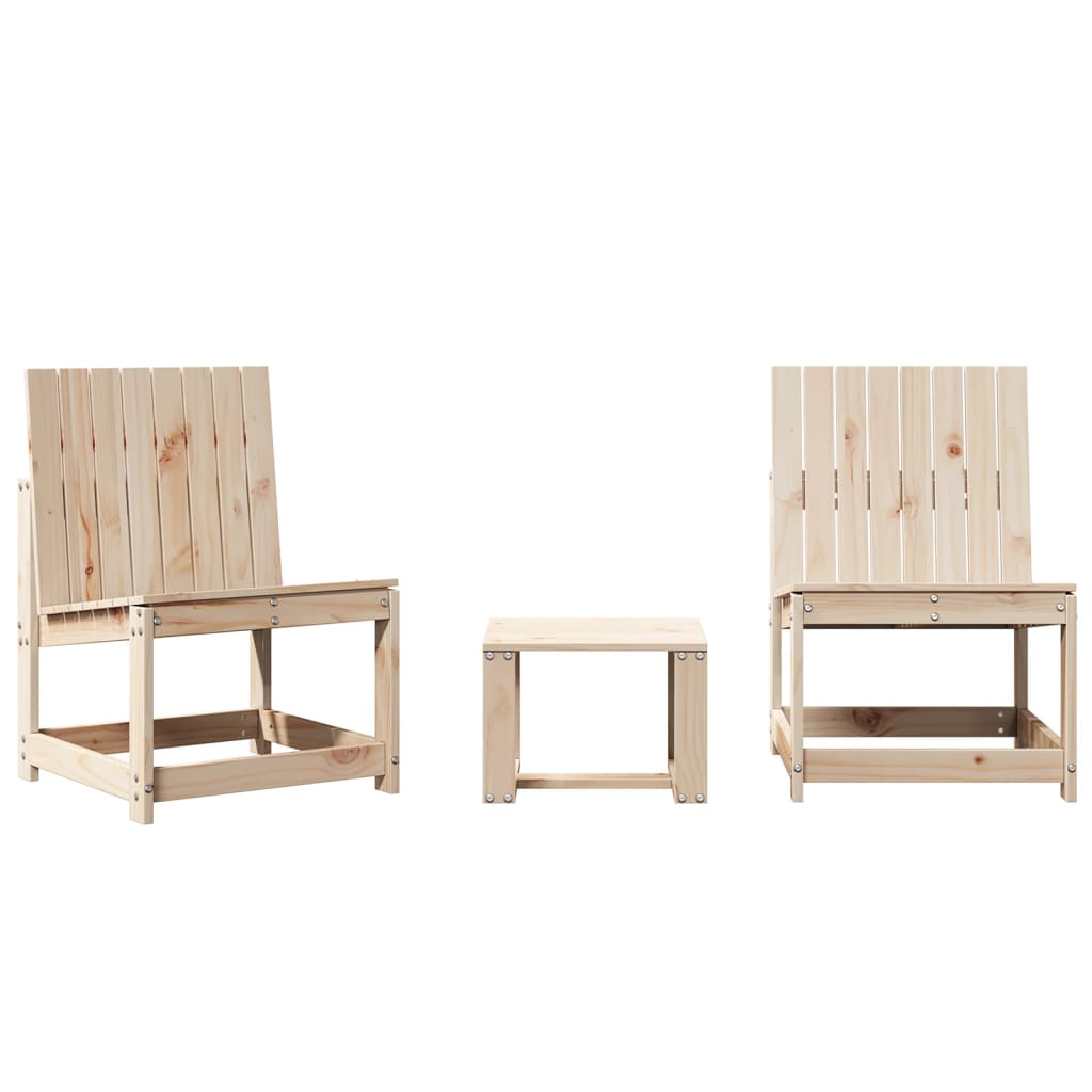 Solid Pine 3-Piece Garden Lounge Set - Stylish Outdoor Seating