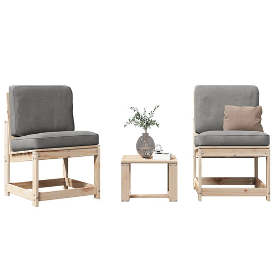Solid Pine 3-Piece Garden Lounge Set - Stylish Outdoor Seating