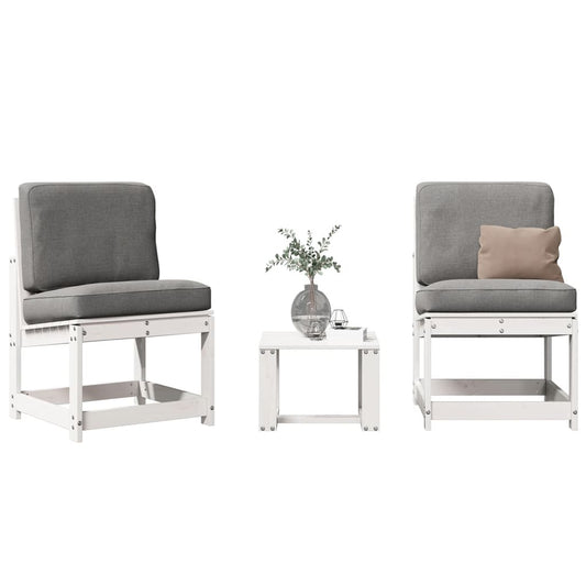 Elegant 3-Piece Garden Lounge Set - White Solid Pine Wood