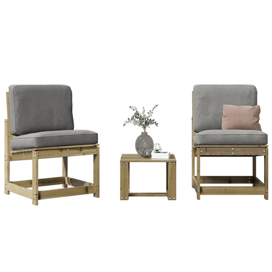 3-Piece Pine Wood Garden Lounge Set - Durable & Stylish Design