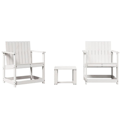 White Solid Pine Wood 3 Piece Garden Lounge Set - Stylish & Durable