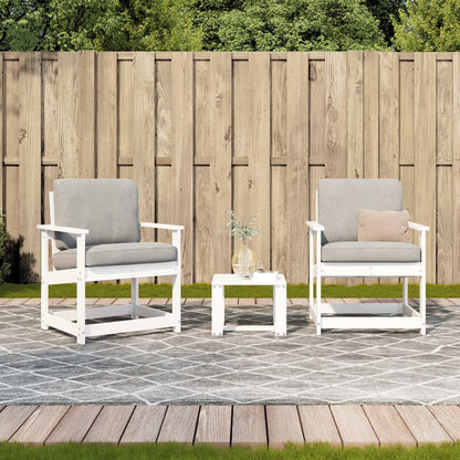 White Solid Pine Wood 3 Piece Garden Lounge Set - Stylish & Durable