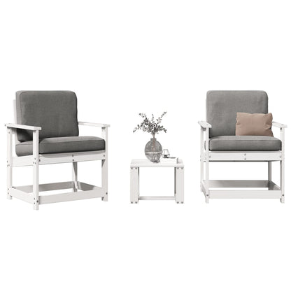 White Solid Pine Wood 3 Piece Garden Lounge Set - Stylish & Durable