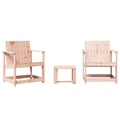 3-Piece Solid Wood Douglas Garden Lounge Set - Natural Finish