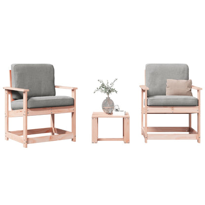 3-Piece Solid Wood Douglas Garden Lounge Set - Natural Finish