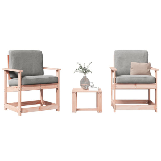 3-Piece Solid Wood Douglas Garden Lounge Set - Natural Finish