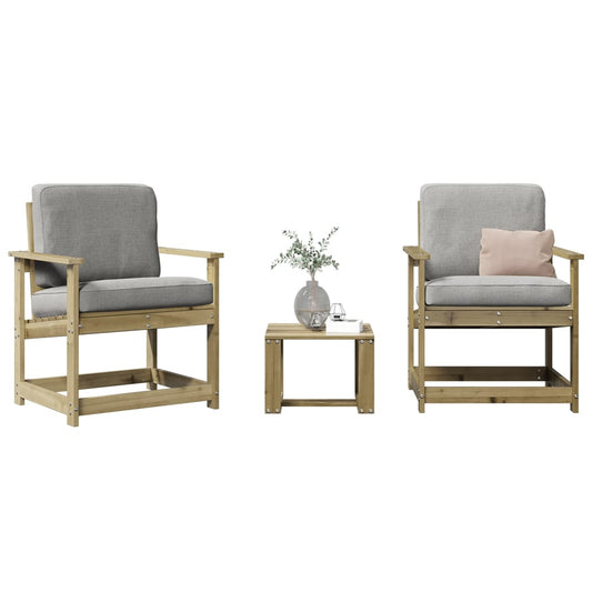 Stylish 3 Piece Garden Lounge Set in Impregnated Pine Wood