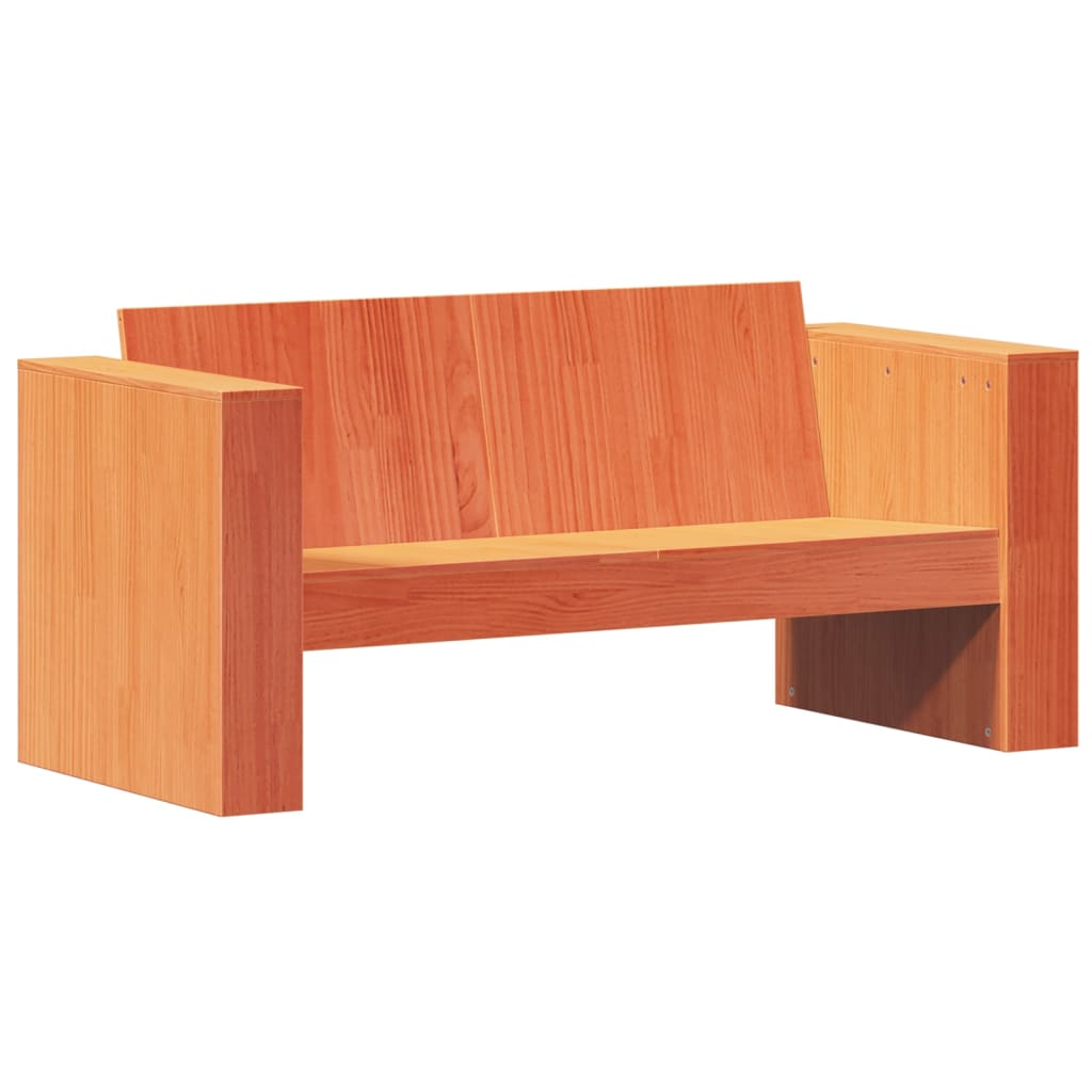 Wax Brown Solid Pine 2-Seater Garden Sofa 134x60x62 cm