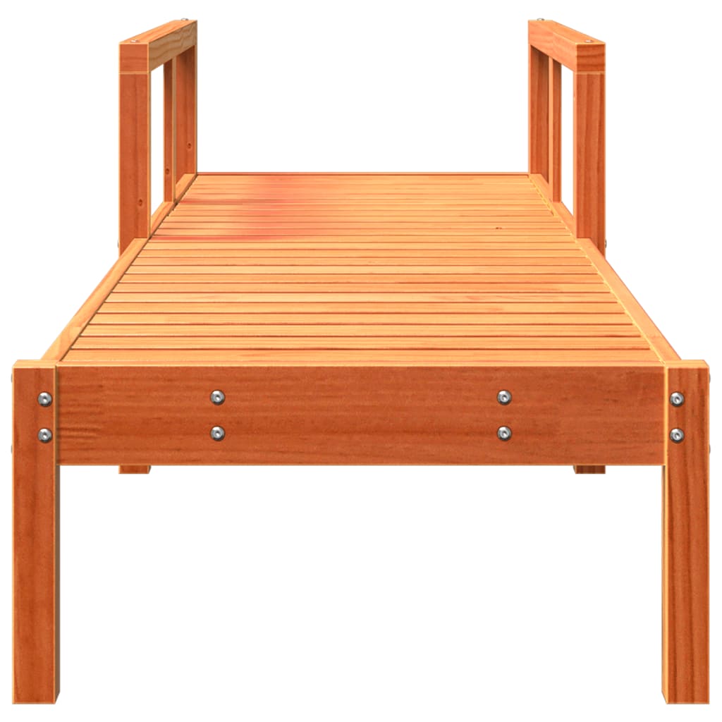Solid Pine Sun Lounger, Wax Brown - 199.5x62x55 cm Outdoor Relaxation