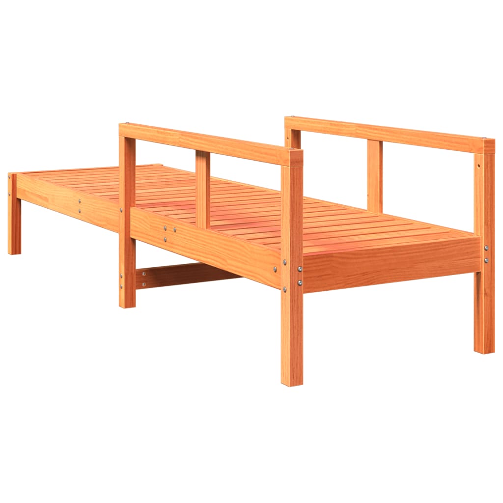 Solid Pine Sun Lounger, Wax Brown - 199.5x62x55 cm Outdoor Relaxation