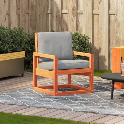 Solid Wood Pine Garden Chair, Wax Brown, 57.5x63x76 cm