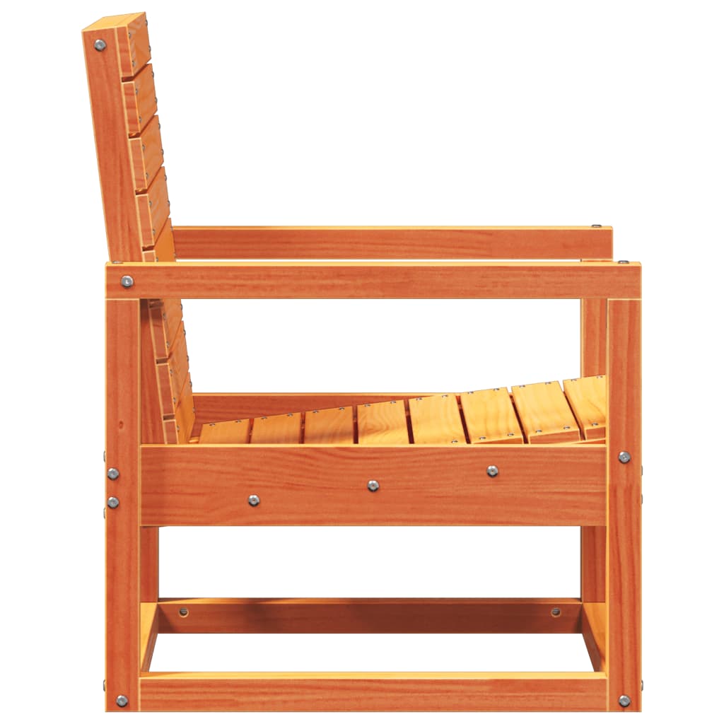 3-Piece Garden Lounge Set, Solid Pine Wood, Wax Brown Finish