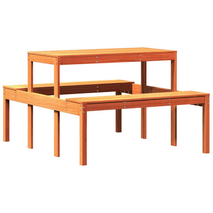 Solid Wood Pine Picnic Table - Wax Brown, 110x134x75 cm