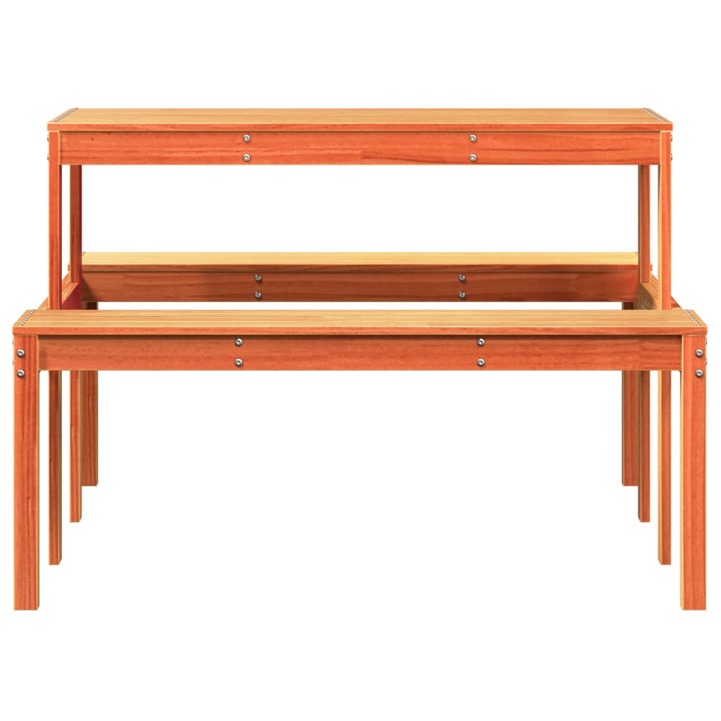 Solid Wood Pine Picnic Table - Wax Brown, 110x134x75 cm
