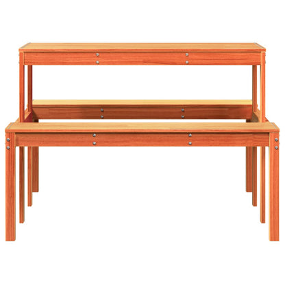 Solid Wood Pine Picnic Table - Wax Brown, 110x134x75 cm